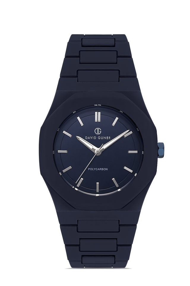 David Guner 8701GA-H3 men's watch with blue dial, blue polycarbonate case and polycarbonate bracelet – front view