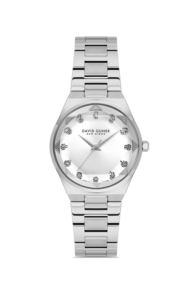 David Guner 9084LA-A1 women's watch with silver dial, silver-tone case and stainless steel bracelet – front view