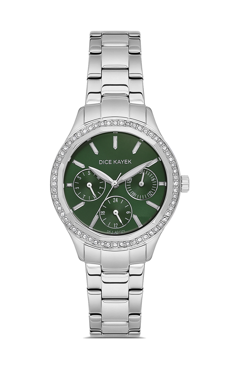 Dice Kayek AG1375.02 women's watch with green dial, silver-tone case and stainless steel bracelet – front view