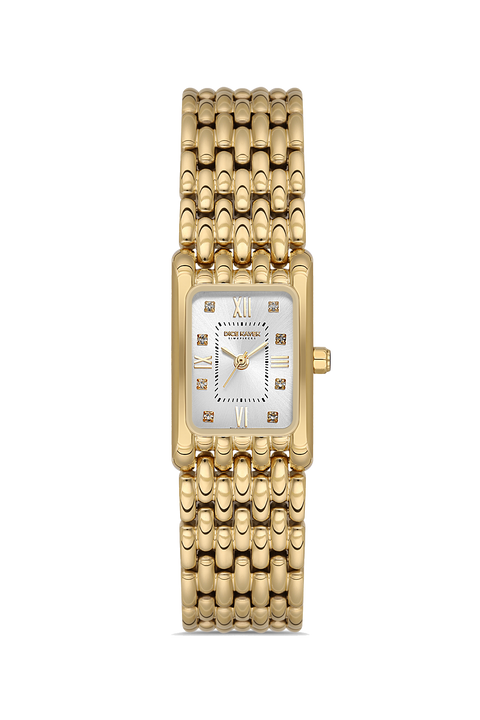 Dice Kayek AG1418.04 women's watch with silver dial, gold-tone case and stainless steel bracelet – front view