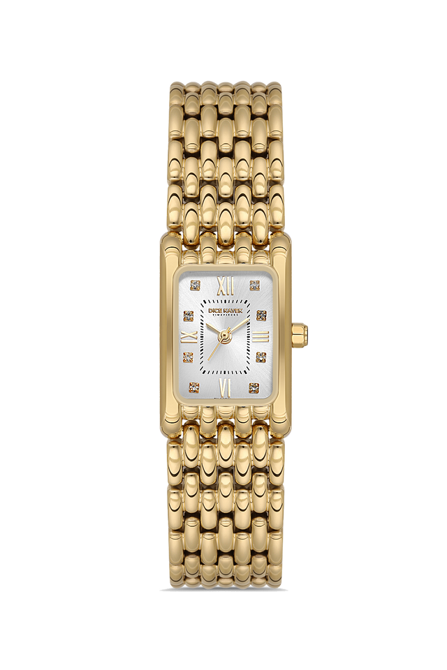 Dice Kayek AG1418.04 women's watch with silver dial, gold-tone case and stainless steel bracelet – front view