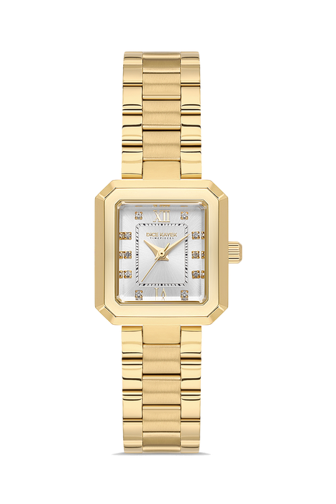 Dice Kayek AG1442.20 women's watch with silver dial, gold-tone case and stainless steel bracelet – front view