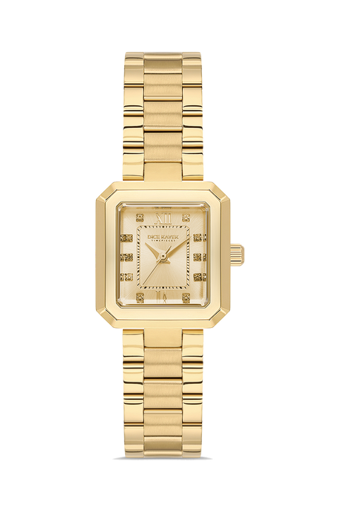 Dice Kayek AG1442.25 women's watch with gold dial, gold-tone case and stainless steel bracelet – front view
