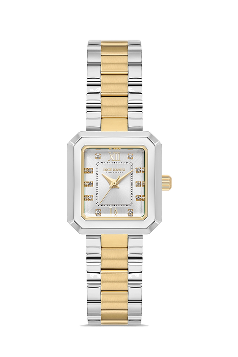Dice Kayek AG1442.40 women's watch with silver dial, two-tone silver and gold case and stainless steel bracelet – front view