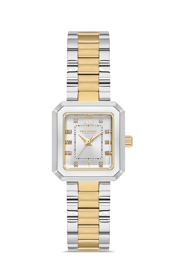 Dice Kayek AG1442.40 women's watch with silver dial, two-tone silver and gold case and stainless steel bracelet – front view