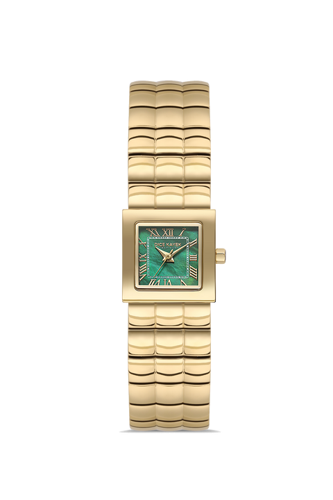 Dice Kayek AG1462.49 women's watch with green mother-of-pearl dial, gold-tone case and stainless steel bracelet – front view