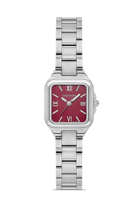 Dice Kayek AG1468.113 women's watch with burgundy dial, silver-tone case and stainless steel bracelet – front view
