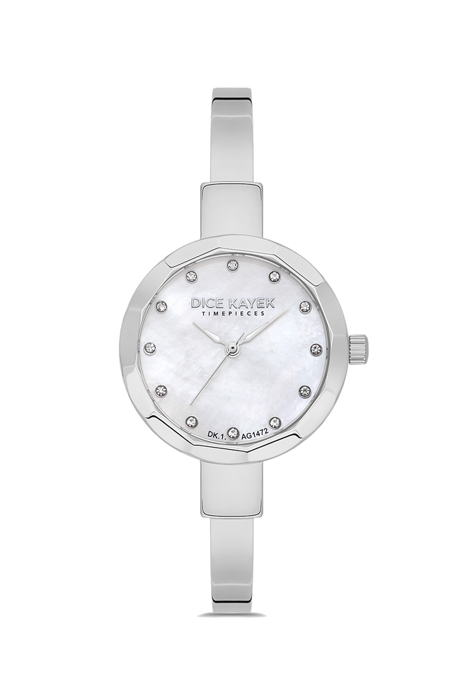 Dice Kayek AG1472.10 women's watch with white mother-of-pearl dial, silver-tone case and stainless steel bracelet – front view