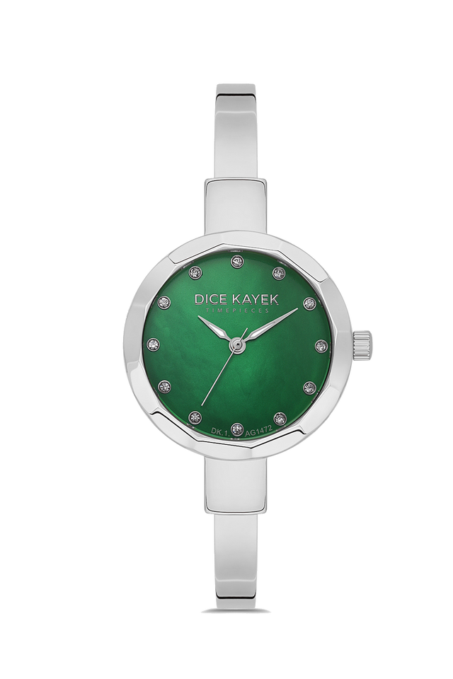 Dice Kayek AG1472.19 women's watch with green mother-of-pearl dial, silver-tone case and stainless steel bracelet – front view