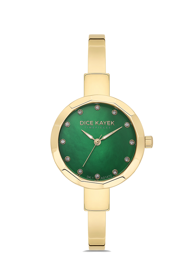 Dice Kayek AG1472.29 women's watch with green mother-of-pearl dial, gold-tone case and stainless steel bracelet – front view
