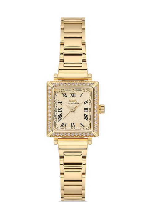 RMS Zeitmeister AG2167.25 women's watch with champagne dial, gold-tone case and stainless steel bracelet – front view