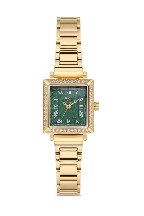 RMS Zeitmeister AG2167.29 women's watch with green dial, gold-tone case and stainless steel bracelet – front view