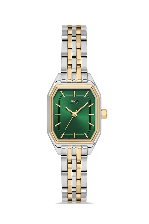 RMS Zeitmeister AG2170.49 women's watch with green dial, two-tone case and stainless steel bracelet – front view