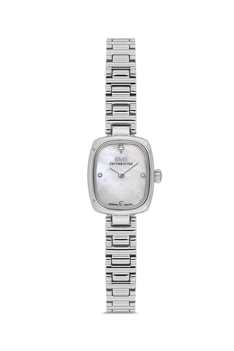 RMS Zeitmeister AG2189.10 women's watch with white mother-of-pearl dial, silver-tone case and stainless steel bracelet – front view