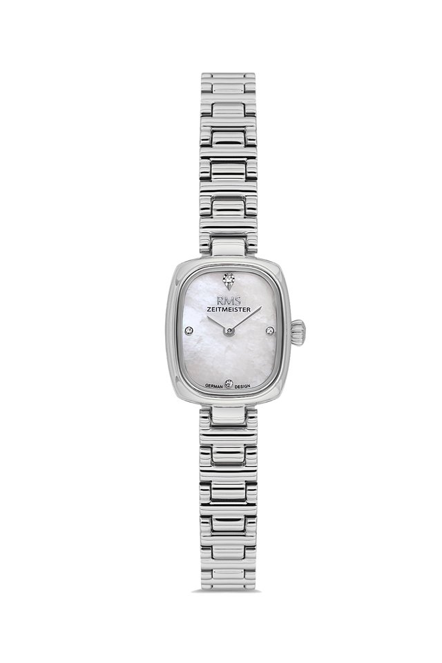 RMS Zeitmeister AG2189.10 women's watch with white mother-of-pearl dial, silver-tone case and stainless steel bracelet – front view