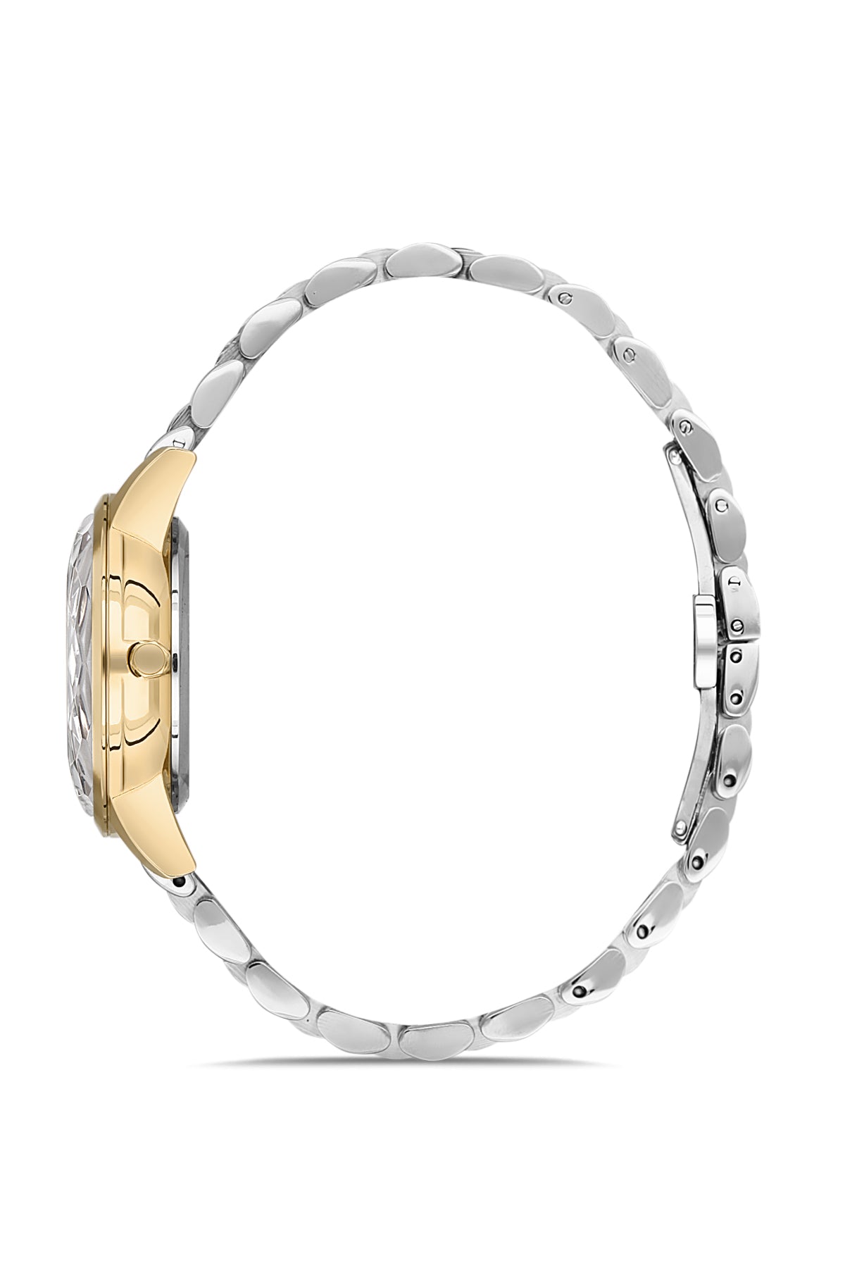 David Guner 8185LA-D1 women's watch with white mother-of-pearl dial, two-tone case and stainless steel bracelet – side view