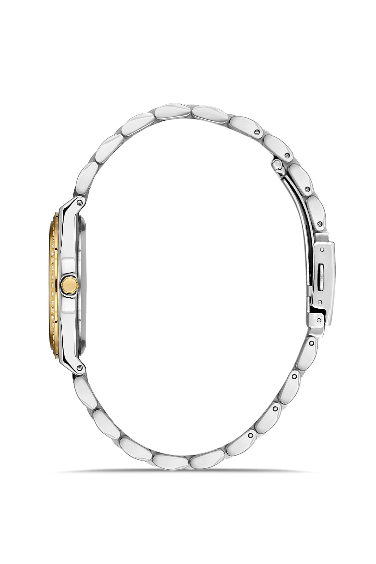 David Guner 8472LA-D10 women's watch with green dial, two-tone case and stainless steel bracelet – side view