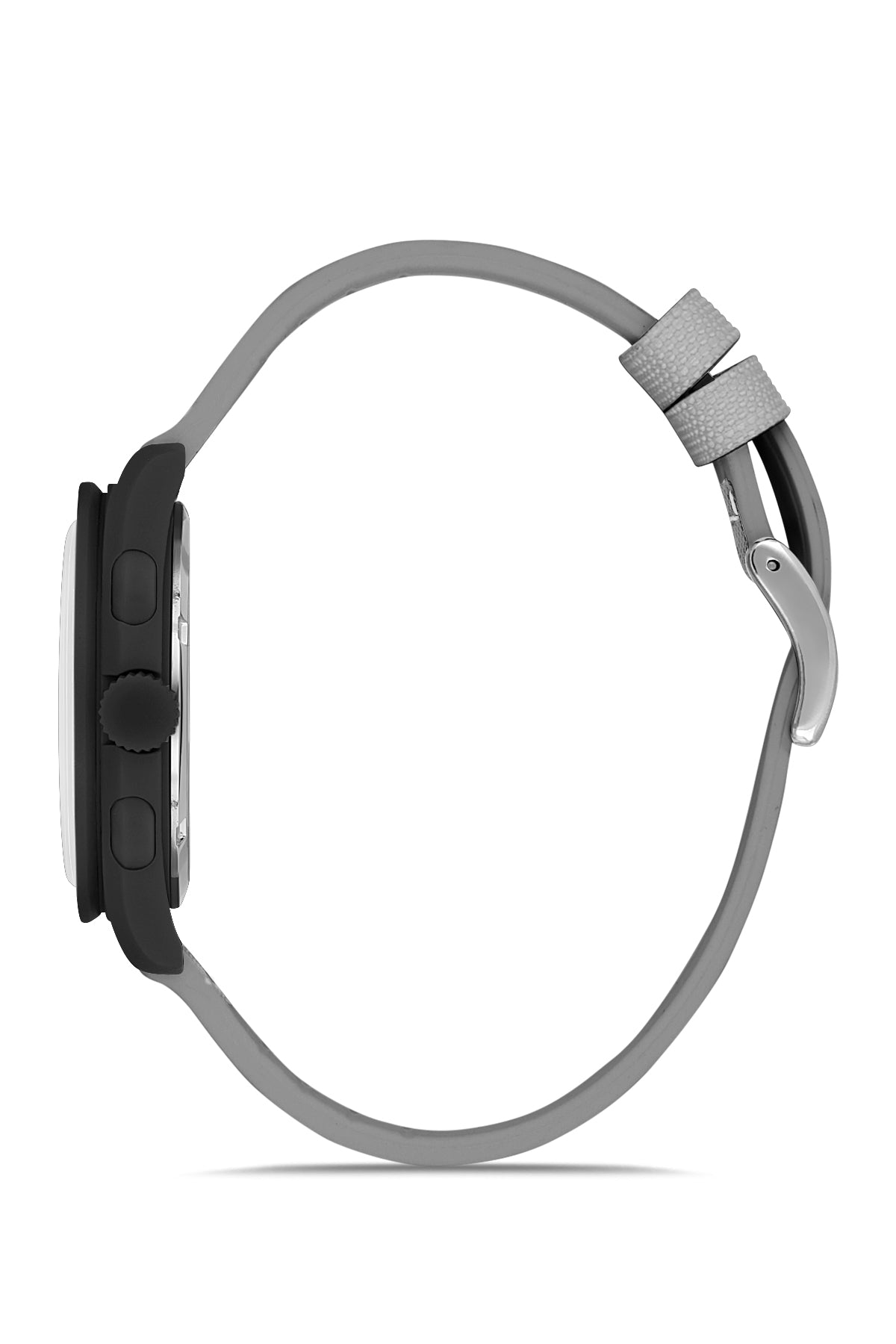 David Guner 8627GD-Y2 men's watch with black dial, black polycarbonate case and black silicone strap – side view