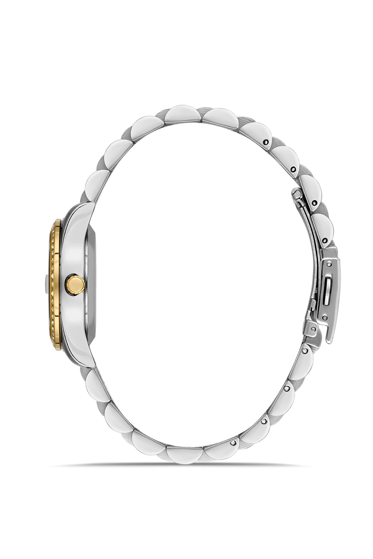 David Guner 8629LA-D4 women's watch with gold dial, two-tone case and stainless steel bracelet – side view