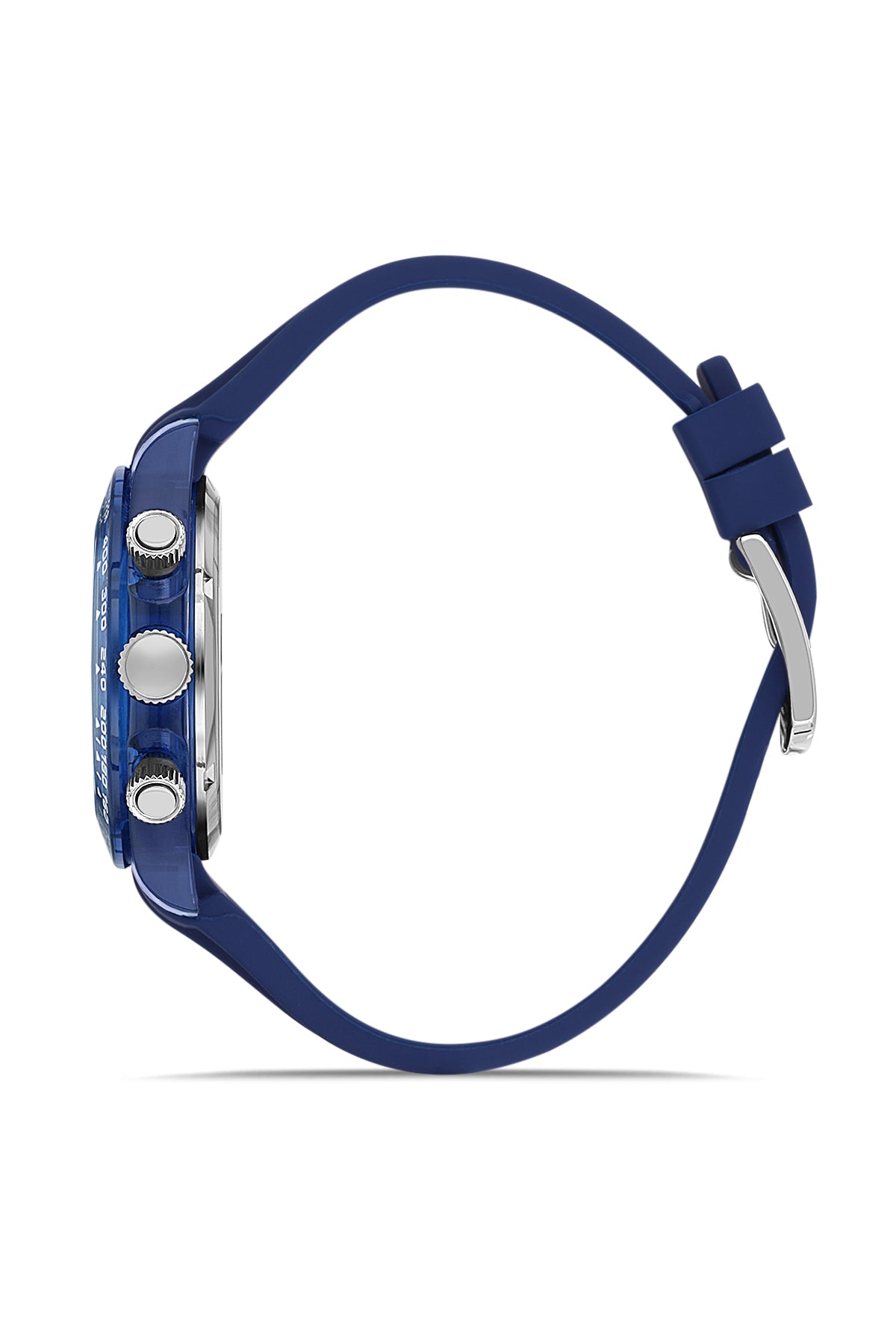 David Guner 8658GD-H3 men's watch with blue dial, blue polycarbonate case and blue silicone strap – side view