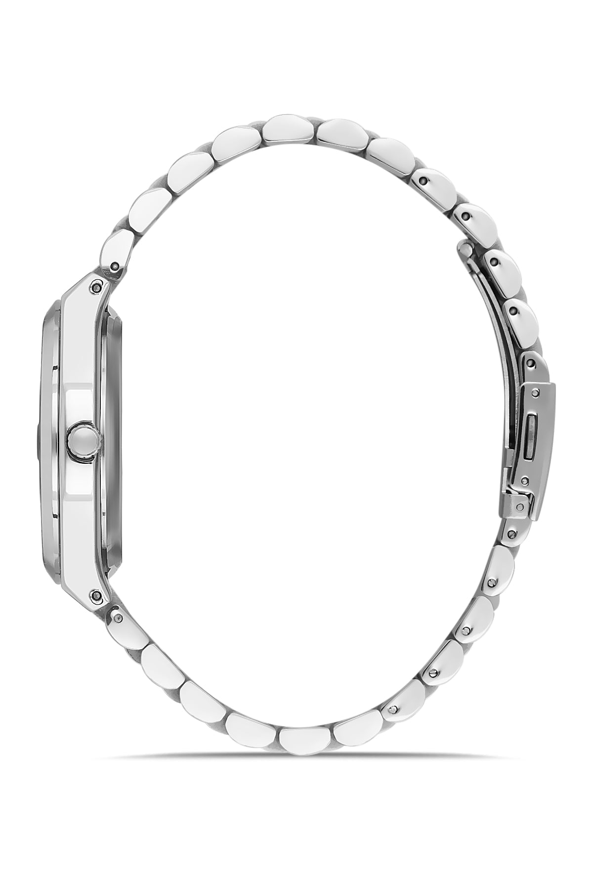 David Guner 8697GA-A1 men's watch with silver dial, silver-tone case and stainless steel bracelet – side view