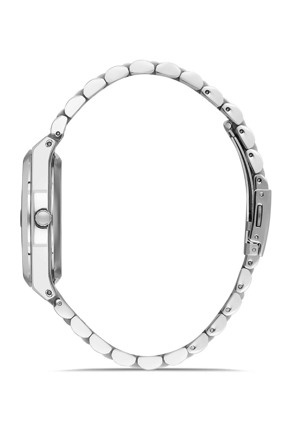 David Guner 8697GA-A12 men's watch with yellow dial, silver-tone case and stainless steel bracelet – side view