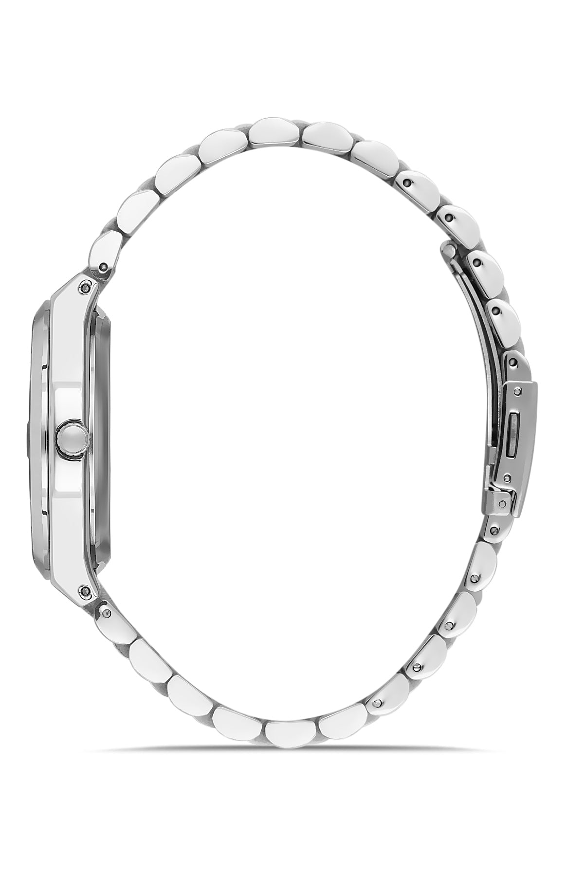 David Guner 8697GA-A2 men's watch with black dial, silver-tone case and stainless steel bracelet – side view