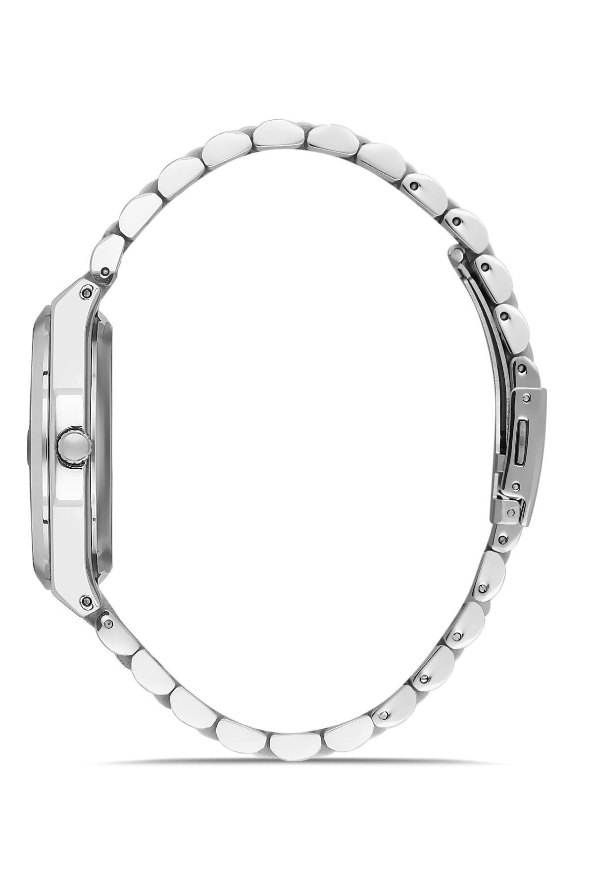 David Guner 8697GA-A3 men's watch with blue dial, silver-tone case and stainless steel bracelet – side view