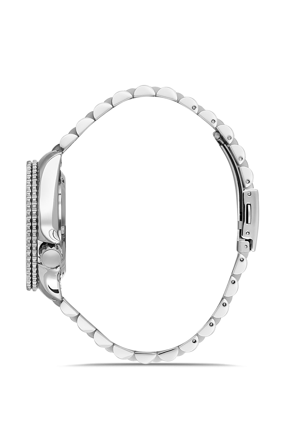 David Guner 8732GA-A12 men's automatic watch with yellow dial, silver-tone case and stainless steel bracelet – side view