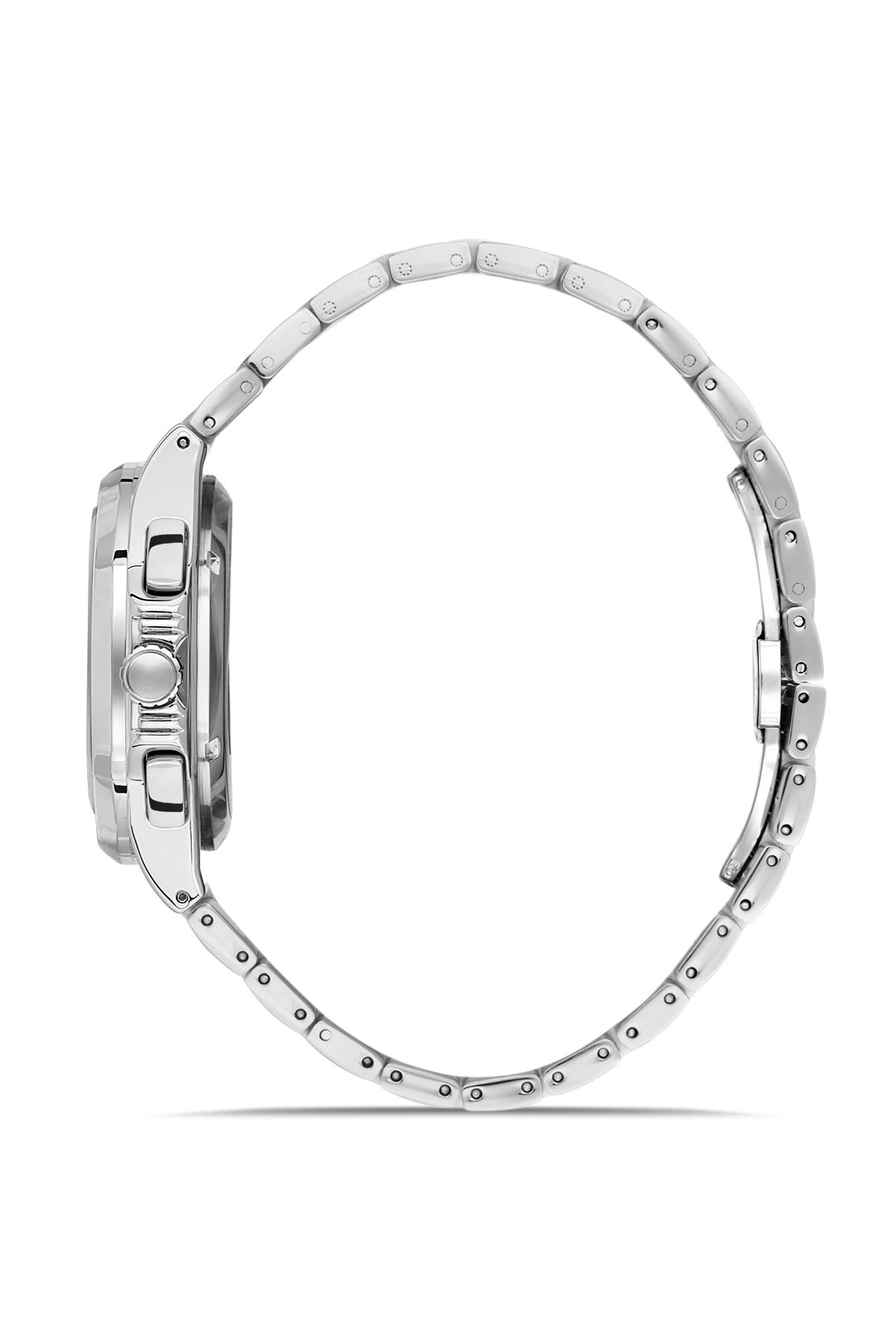 David Guner 8756GA-A15 men's watch with turquoise dial, silver-tone case and stainless steel bracelet – side view