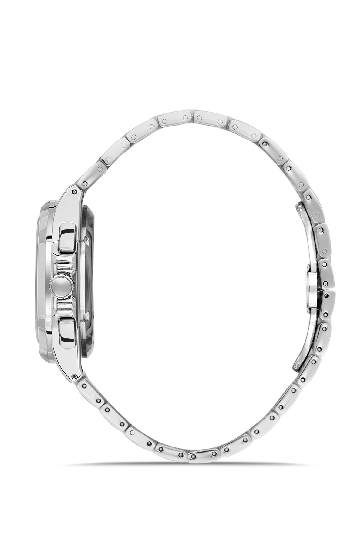 David Guner 8756GA-A2 men's watch with black dial, silver-tone case and stainless steel bracelet – side view