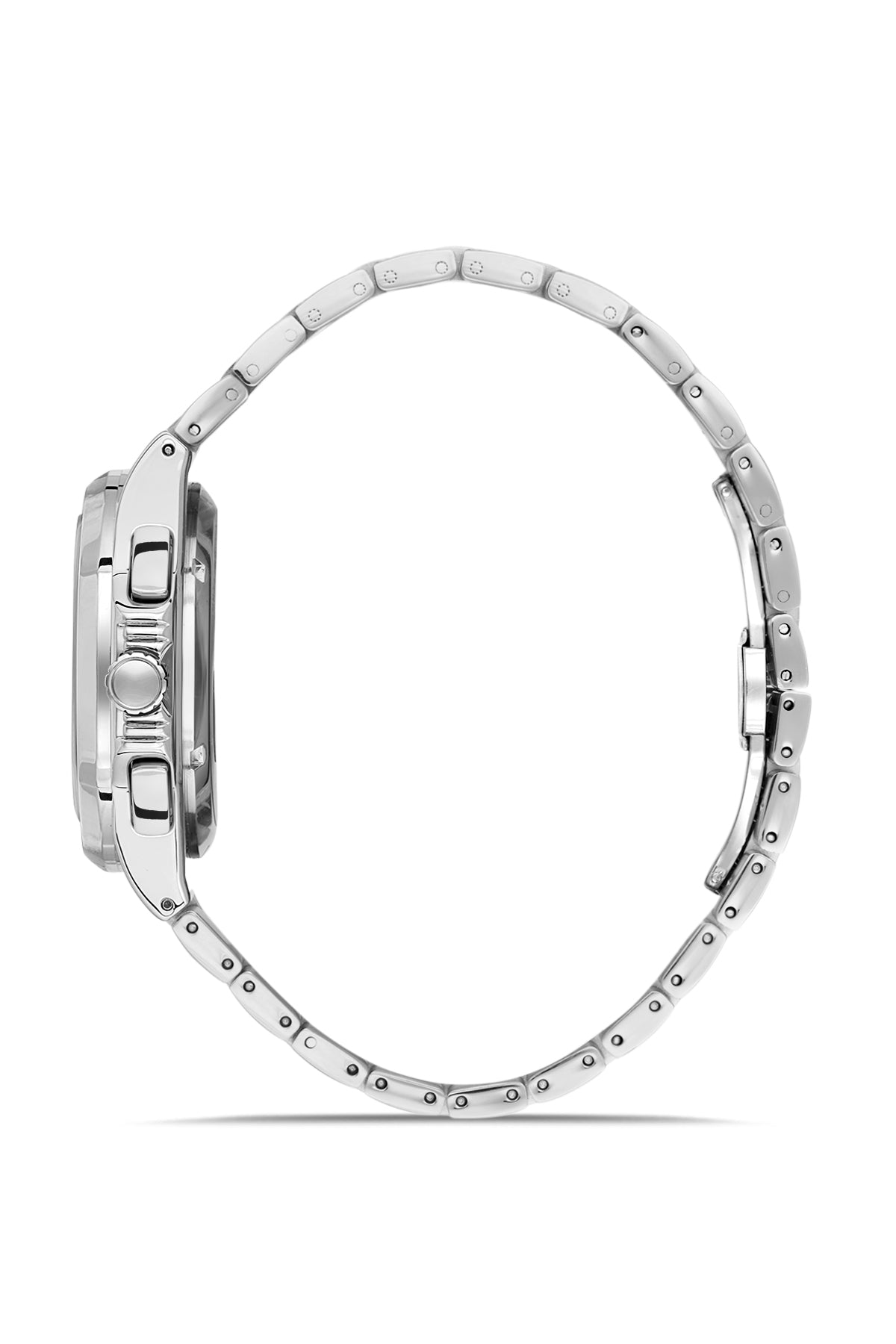 David Guner 8756GA-A3A men's watch with teal dial, silver-tone case and stainless steel bracelet – side view