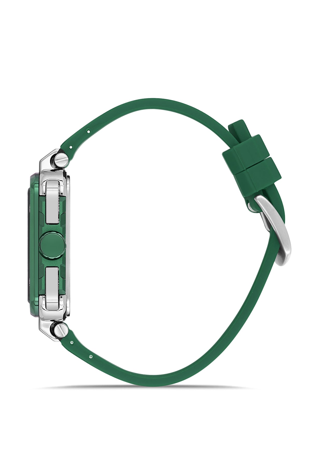 David Guner 8825GD-J10 men's watch with green dial, green ion-plated case and green silicone strap – side view