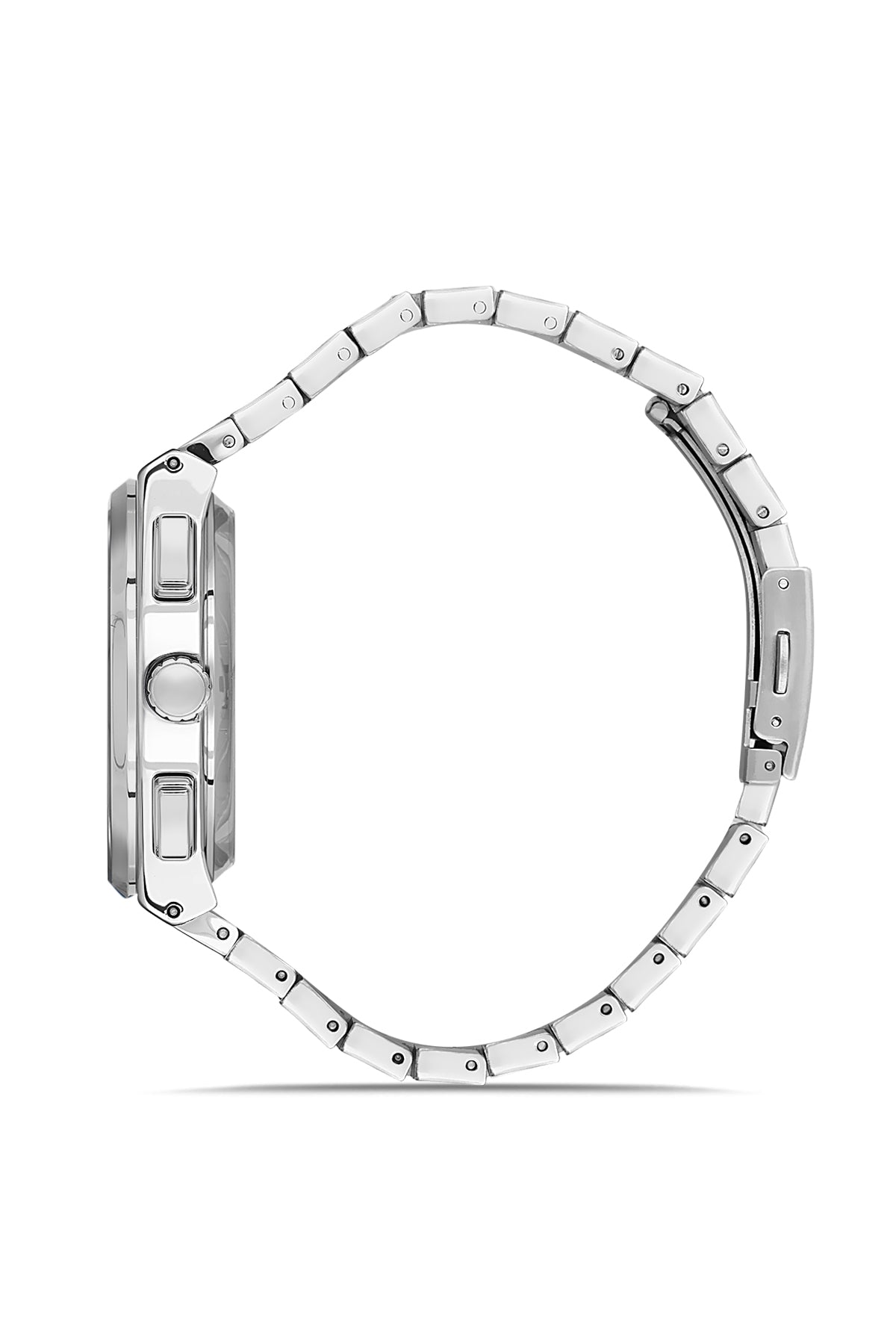 David Guner 8845GA-A1 men's watch with silver dial, silver-tone case and stainless steel bracelet – side view