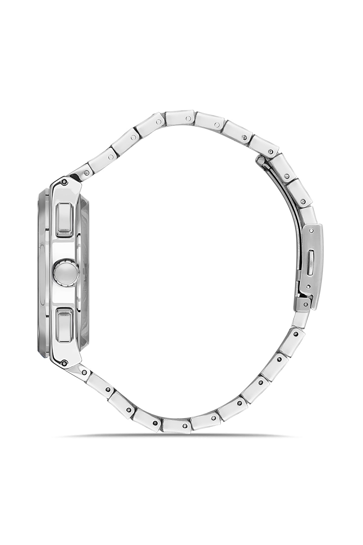 David Guner 8845GA-A2 men's watch with black dial, silver-tone case and stainless steel bracelet – side view