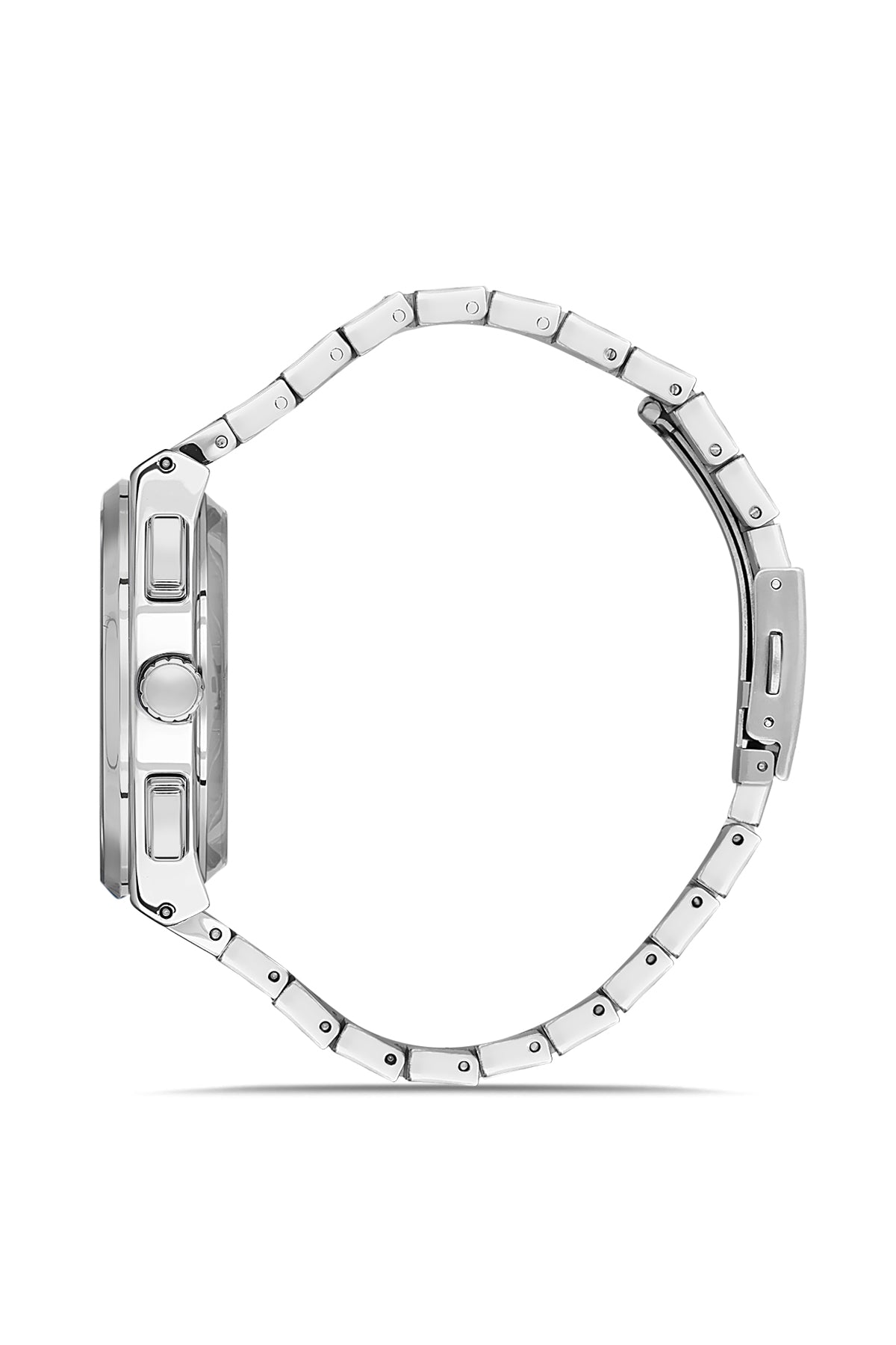 David Guner 8845GA-A3 men's watch with blue dial, silver-tone case and stainless steel bracelet – side view