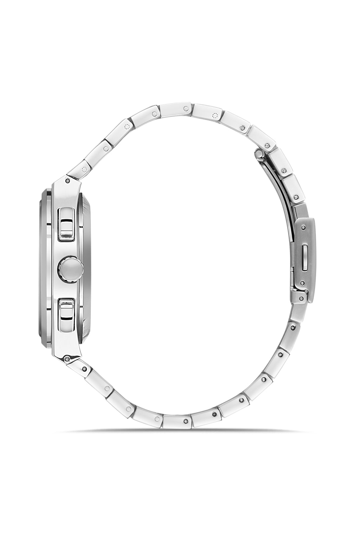 David Guner 8845GA-A3A men's watch with blue dial, silver-tone case and stainless steel bracelet – side view