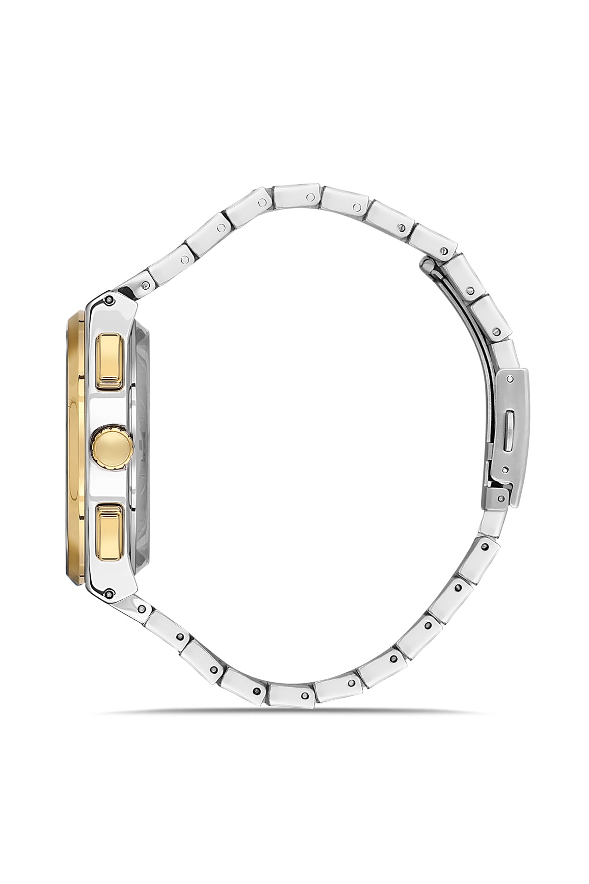 David Guner 8845GA-D1 men's watch with silver dial, two-tone case and stainless steel bracelet – side view