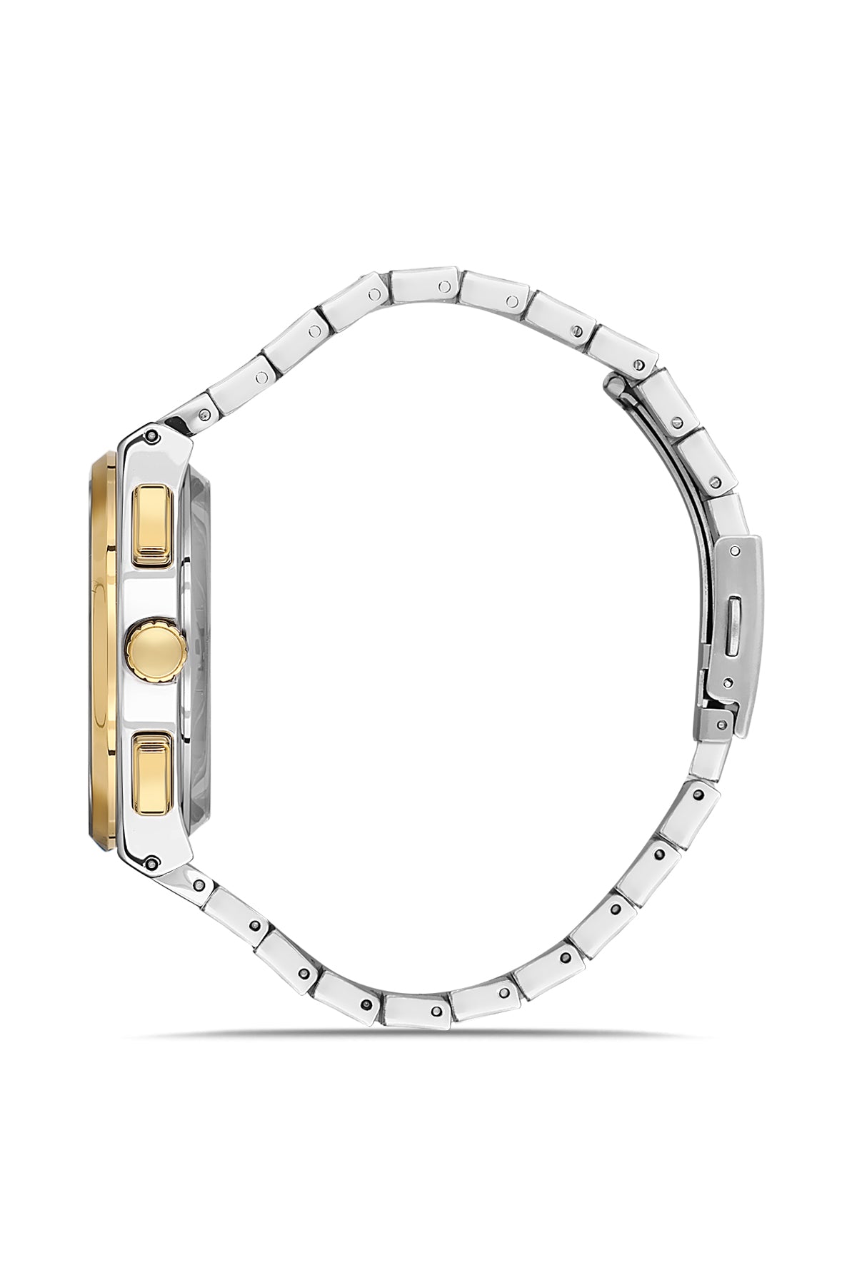 David Guner 8845GA-D2 men's watch with black dial, two-tone case and stainless steel bracelet – side view