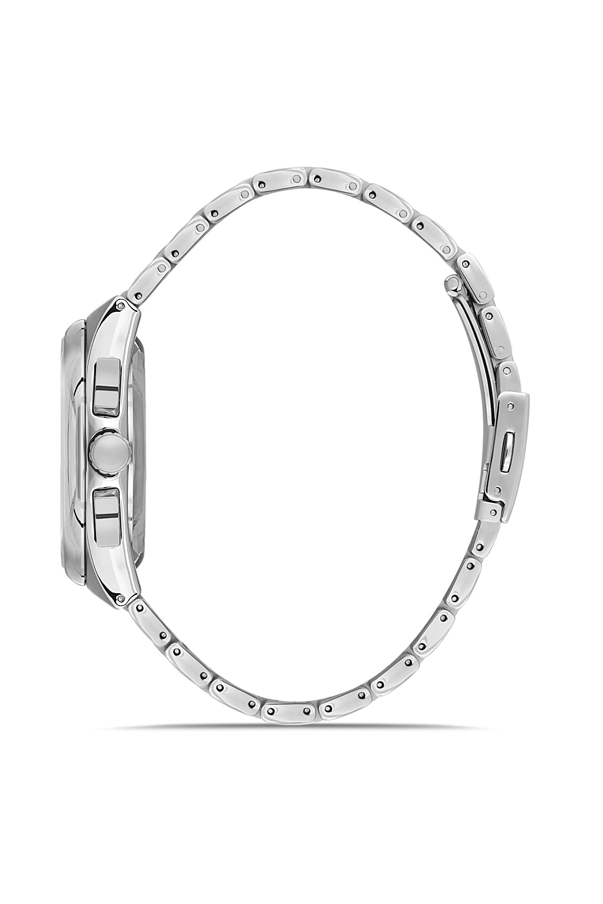 David Guner 8847GA-A2 men's watch with black dial, silver-tone case and stainless steel bracelet – side view