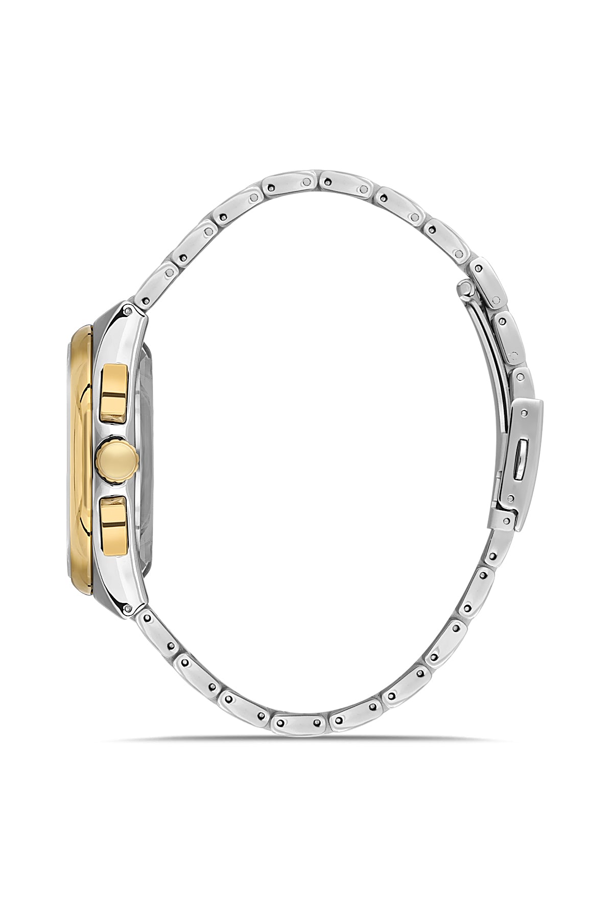 David Guner 8847GA-D1 men's watch with silver dial, two-tone case and stainless steel bracelet – side view