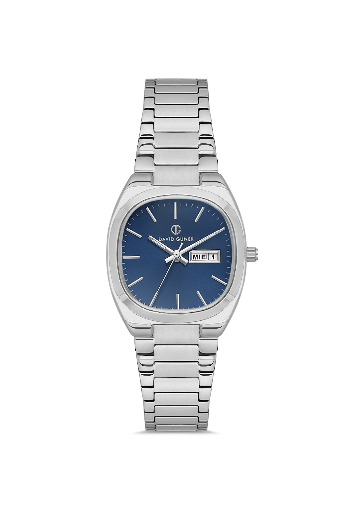 David Guner 8856LA-A3 women's watch with blue dial, silver-tone case and stainless steel bracelet – front view