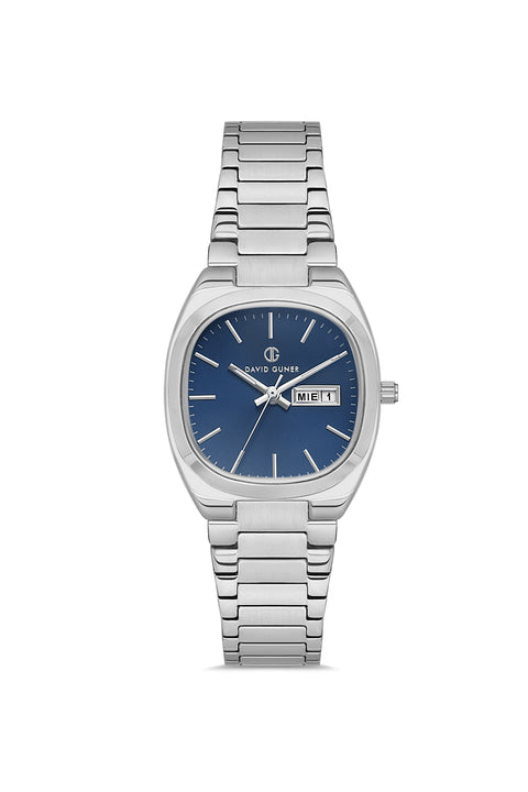 David Guner 8856LA-A3 women's watch with blue dial, silver-tone case and stainless steel bracelet – front view