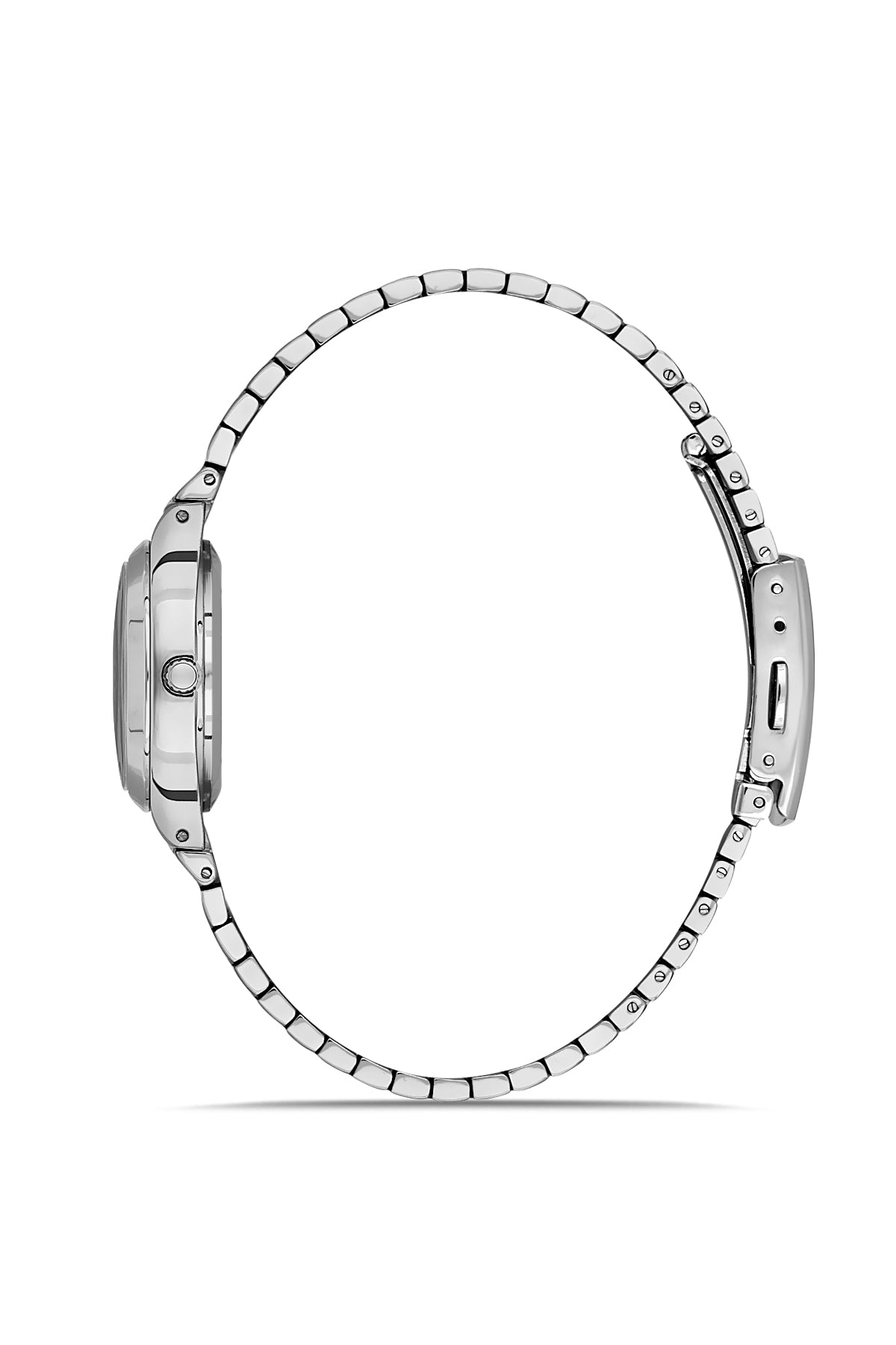 David Guner 8856LA-A3 women's watch with blue dial, silver-tone case and stainless steel bracelet – side view