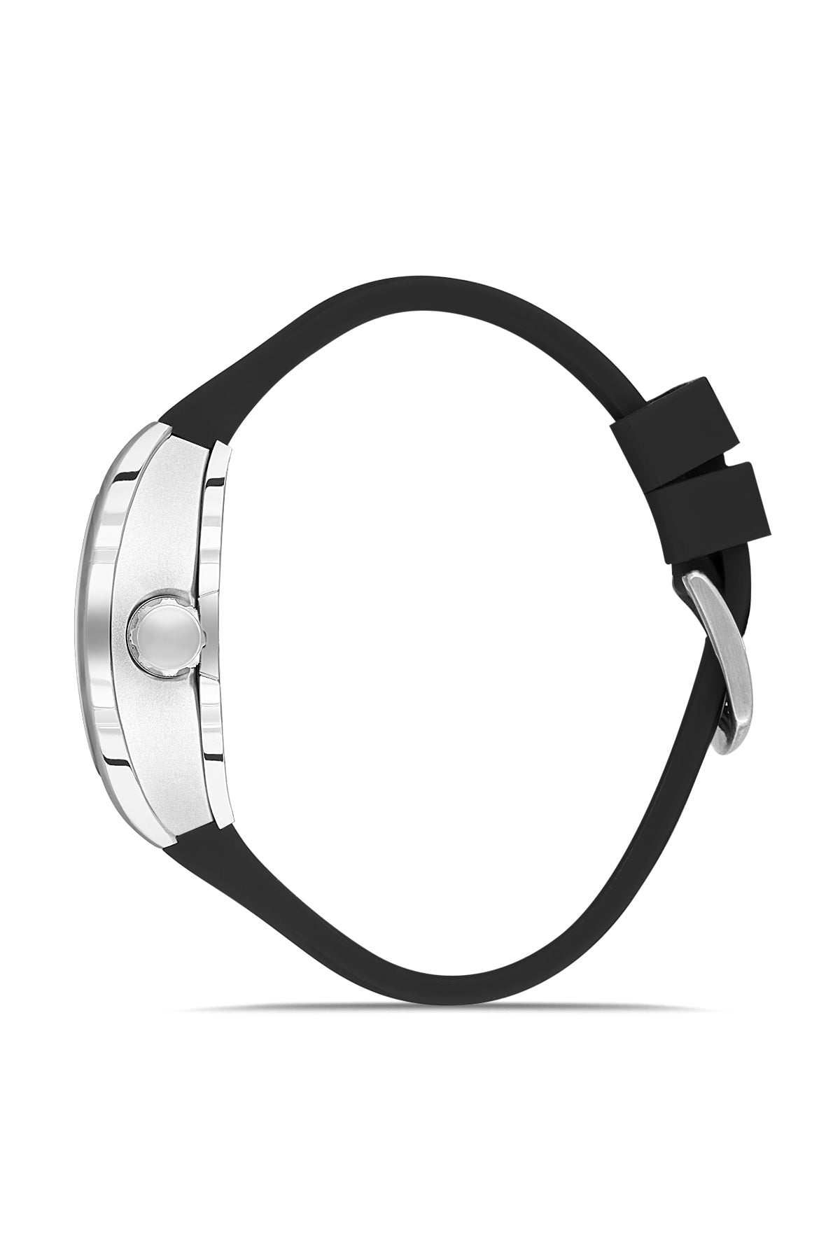 David Guner 8883GD-J2 men's watch with black dial, white case and black silicone strap – side view