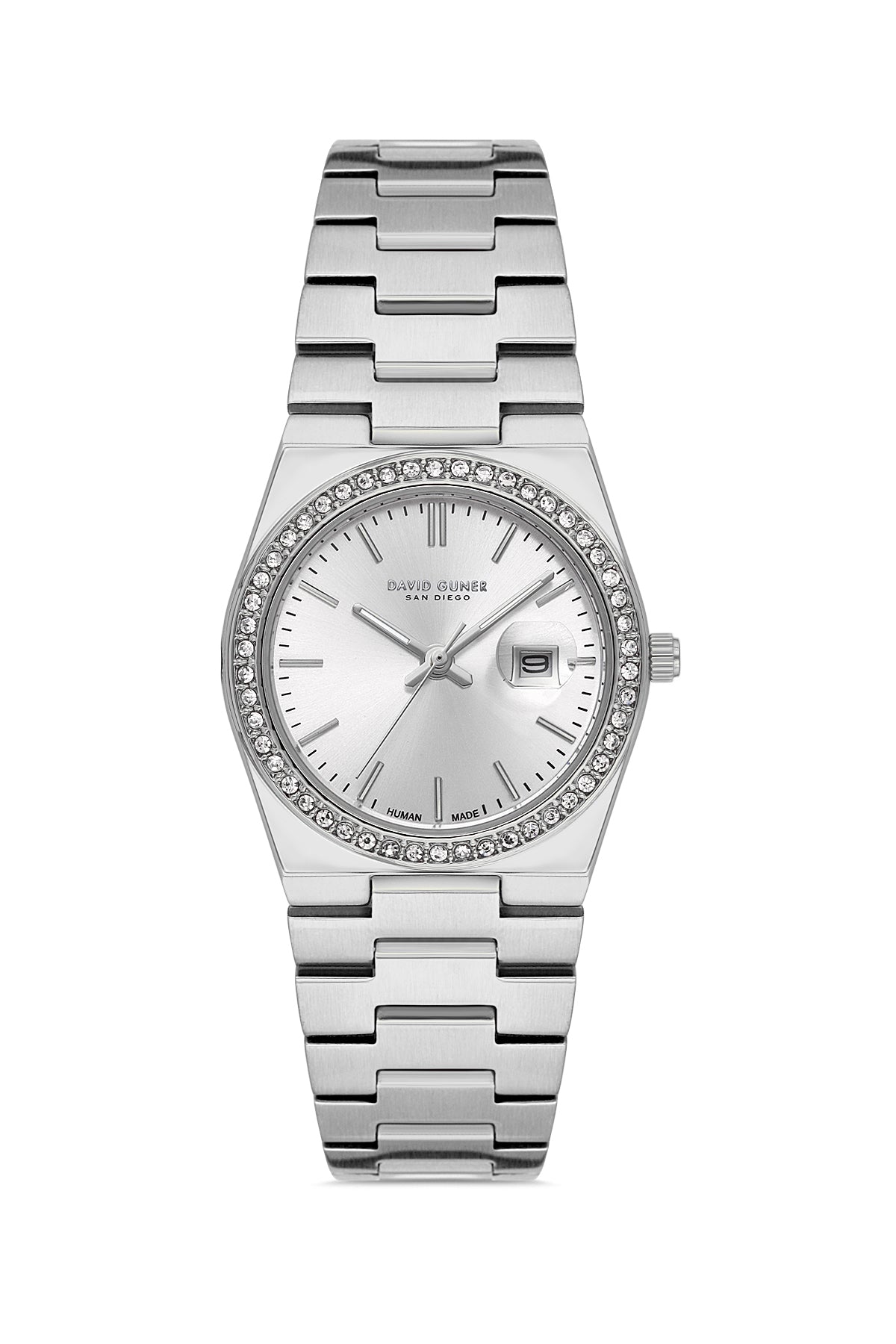 David Guner 8891LA-A1 women's watch with silver dial, silver-tone case and stainless steel bracelet – front view