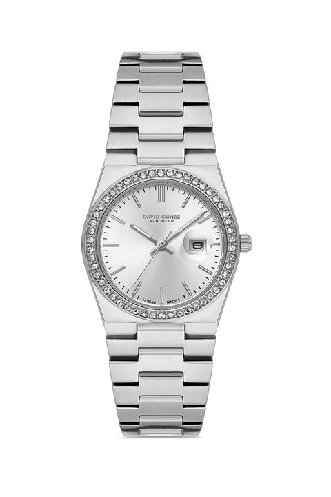 David Guner 8891LA-A1 women's watch with silver dial, silver-tone case and stainless steel bracelet – front view