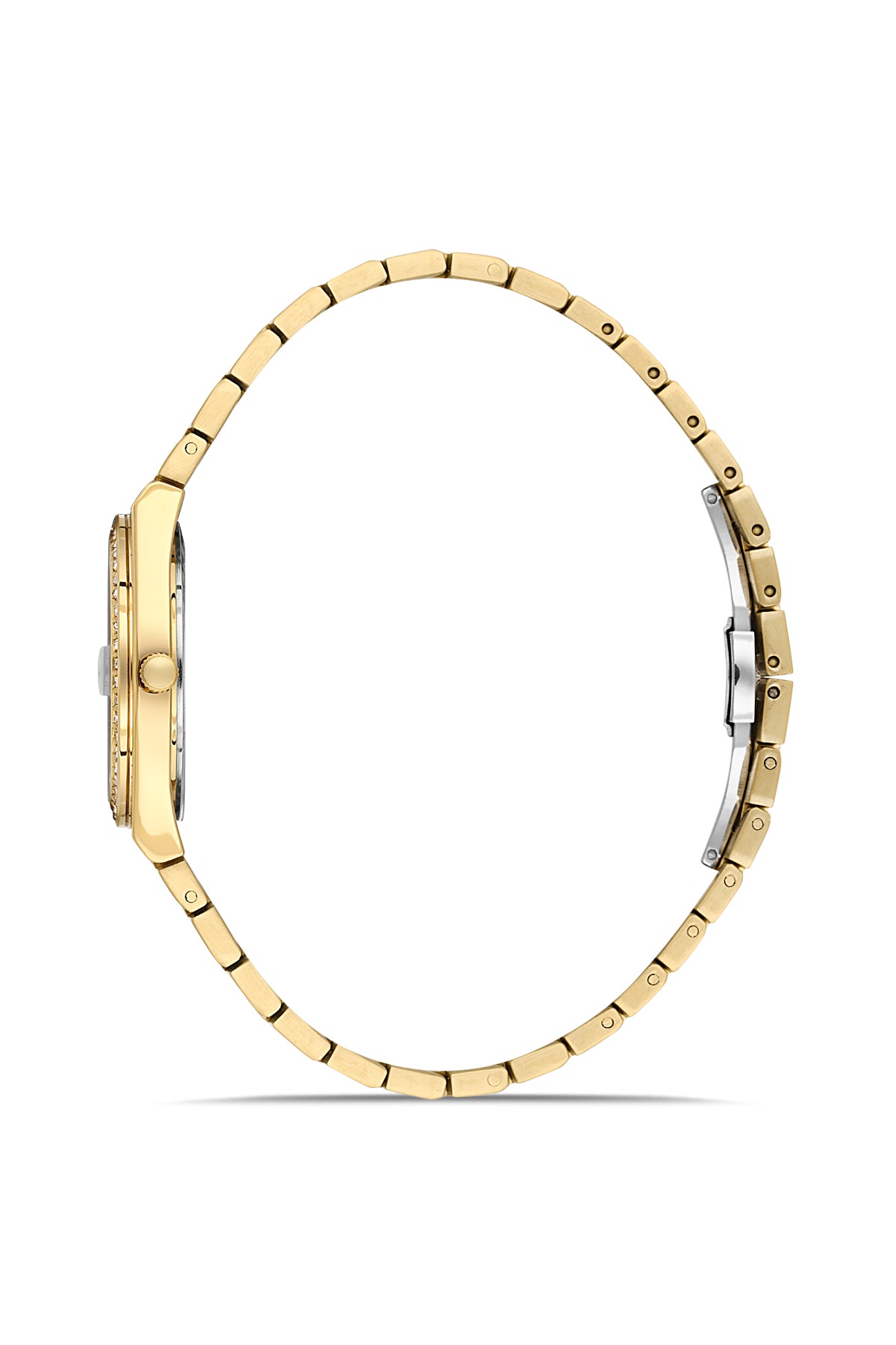 David Guner 8891LA-B10 women's watch with green dial, gold-tone case and stainless steel bracelet – side view