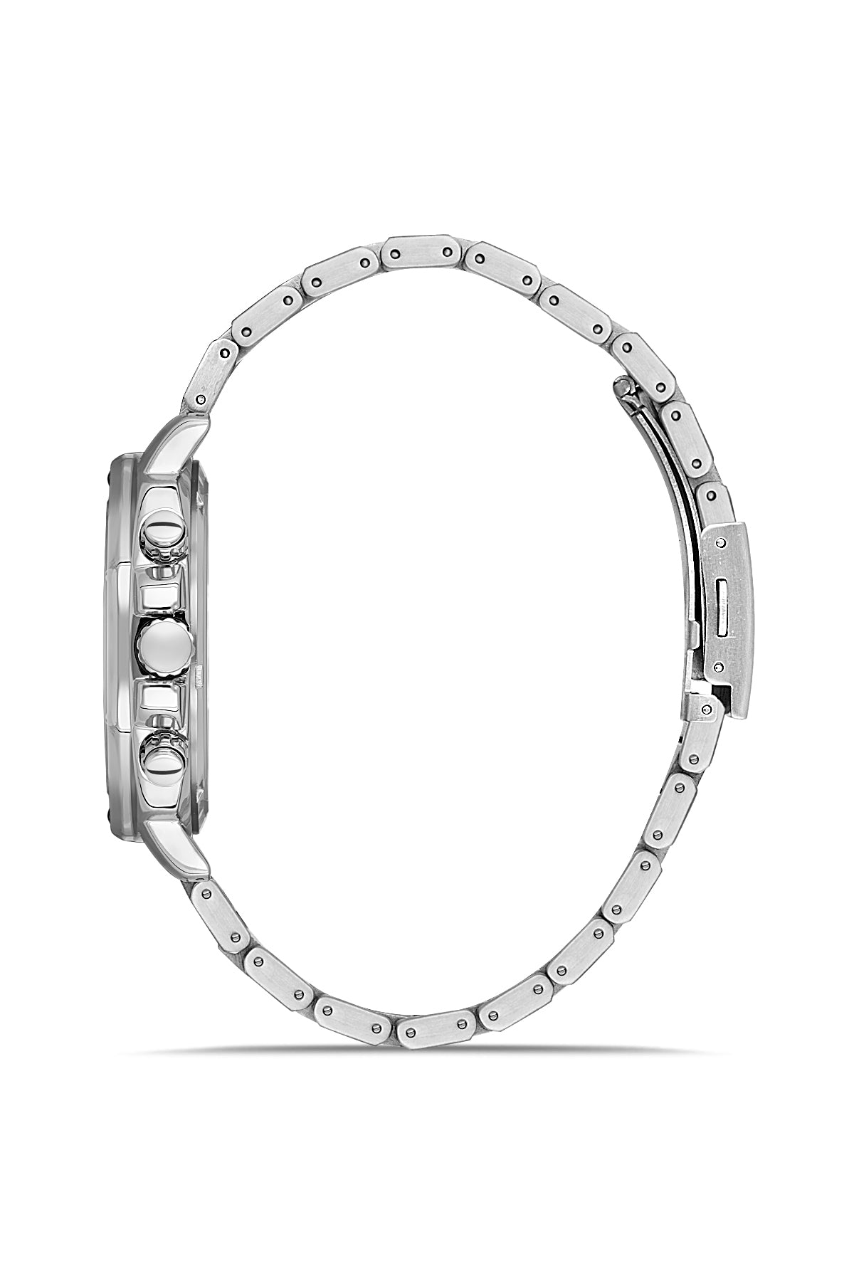 David Guner 8983GA-A3 men's watch with blue dial, silver-tone case and stainless steel bracelet – side view