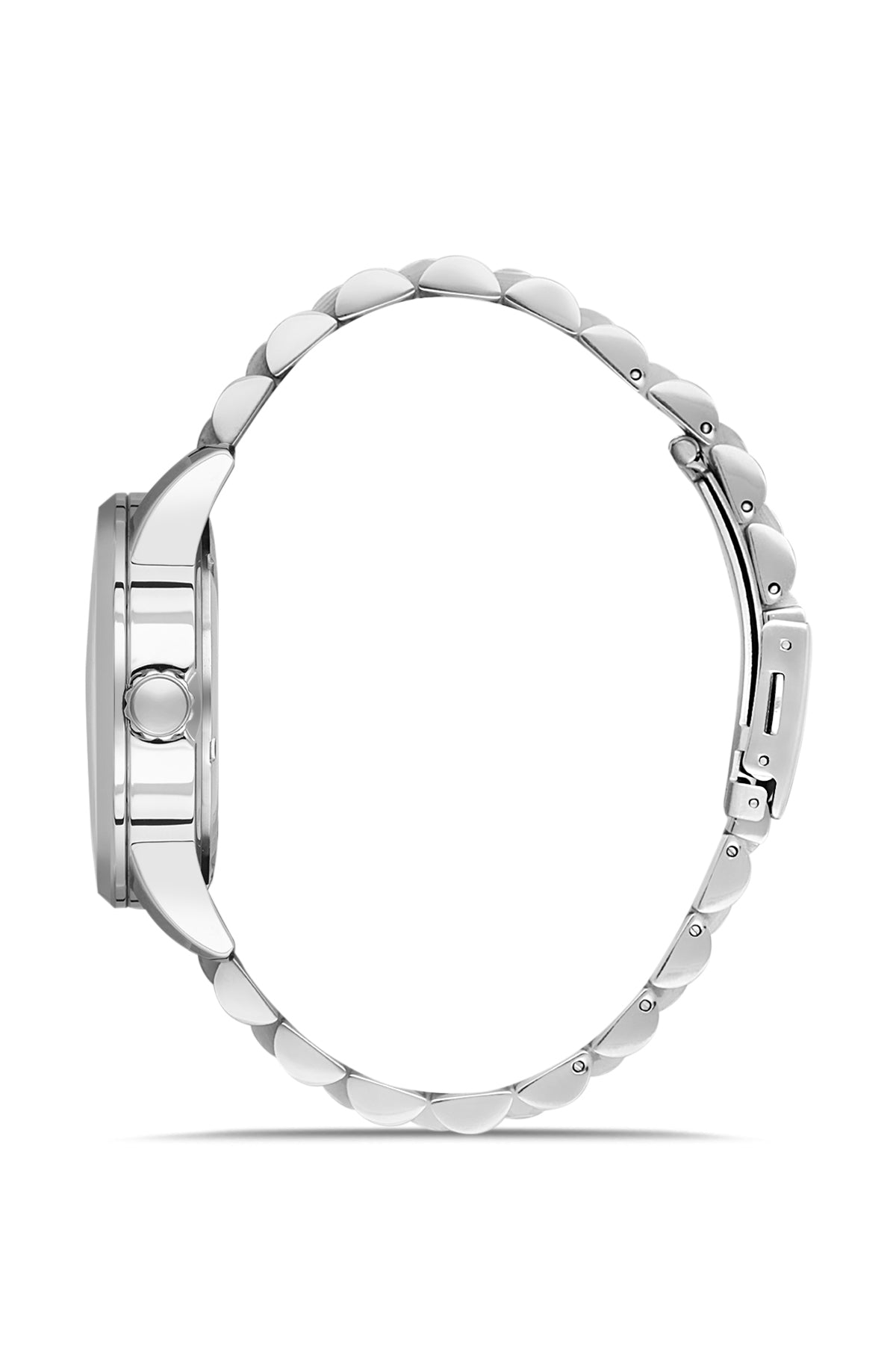 David Guner 8986GA-A3 men's automatic watch with blue dial, silver-tone case and stainless steel bracelet – side view